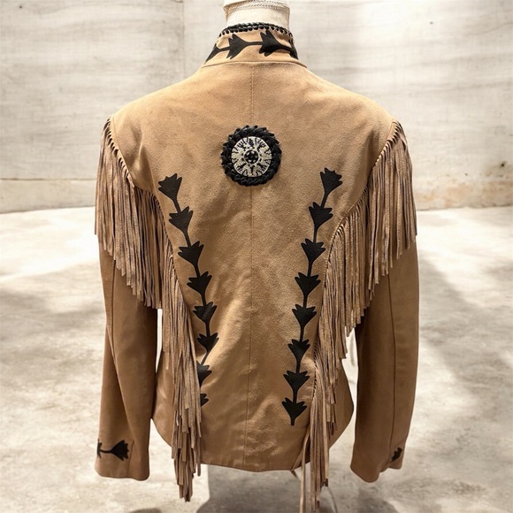 T4 West Tan and Black Fringed Women's Jacket - Picture 2 of 16